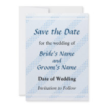 Blue Diagonal Stripes Save the Date invitations
