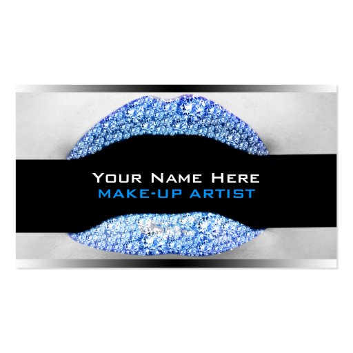 Blue Diamond Bling Make-Up Artist Business Cards (front side)