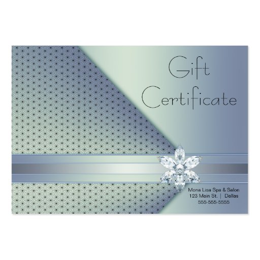 Blue Diamond Business Gift Certificate Cards Business Card