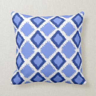 Blue Diamond Ikat Pattern Pillows