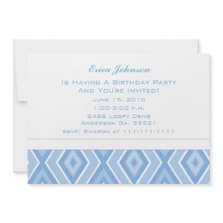Blue Diamond Print Party Invitations invitation