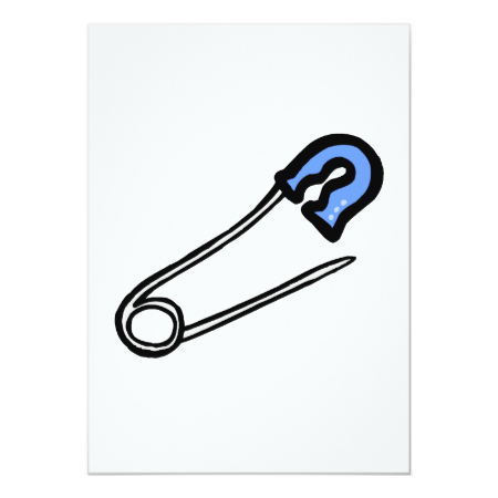 blue diaper pin personalized invitation