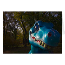 Blue Dinosaur Grinning Card