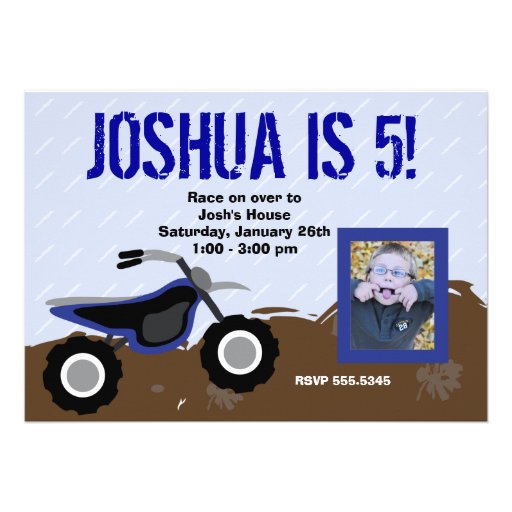 Blue Dirt Bike Birthday Invitation
