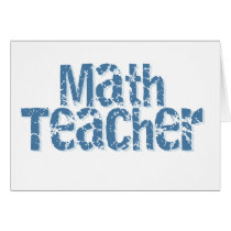 Blue Distressed Text Math Teacher Card