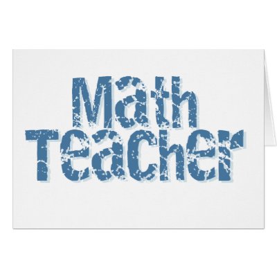 Blue Distressed Text Math Teacher Greeting Cards by school_teacher