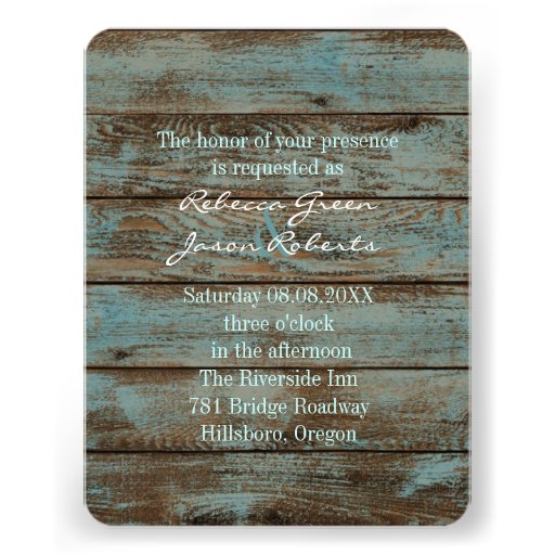 blue dock wood beach anchor nautical wedding personalized announcement