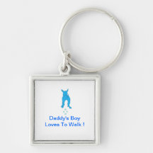 Blue Dog Ears Up Daddy's Boy Key Chain