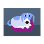 Blue Dog in Dog Bed Postcard
