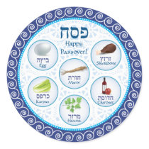 Blue Doily Passover Seder Plate Sticker