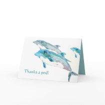 Blue Dolphin Art Funny Thank You Cards by lillyarts Blue Dolphin Art Funny Thank You Cards