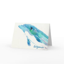 Blue Dolphin Watercolor Note Card