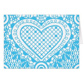 Blue Doodle and Lace heart - close up