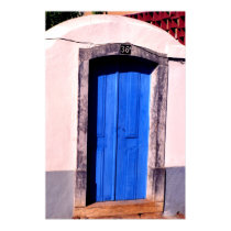 Blue door, rural Portugal posters