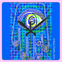 Blue Dot Hamsa  Wall Clock wall clocks