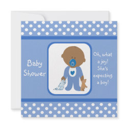 Blue Dots African American Baby Shower Invitations invitation