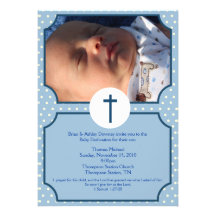 Blue Dots Baptism Baby Dedication 5x7 photo Announcement