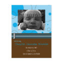 Blue Dots & Circles Photo Birth Announcement postcards