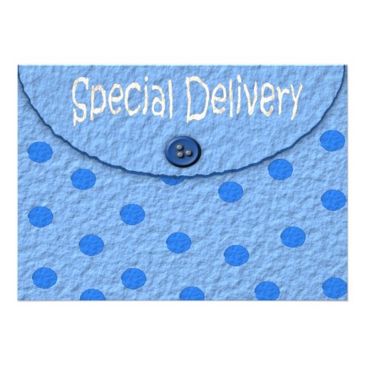 Blue Dots Envelope Boys Baby Shower Invitations