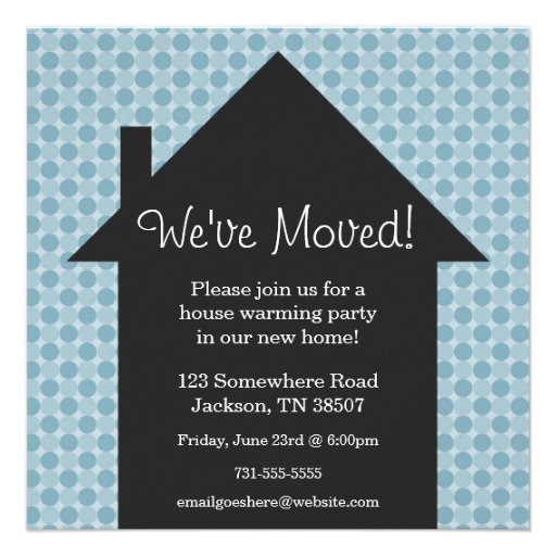 Blue  Dots House Warming Party Invitations