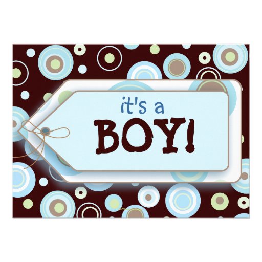 Blue Dots Tag Boy Baby Shower Invitation