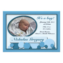 Blue Dotted Fun Birth Announcements
