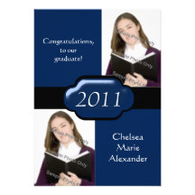Blue Double Photo Graduation Party Invitation