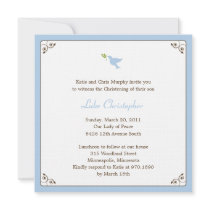 Blue Dove Baptism/Christening Invitation