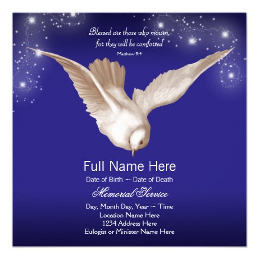 Blue Dove Memorial Service Announcements