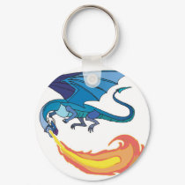 blue dragon breathing fire keychains