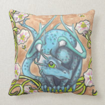 Blue Dragon + Flowers big eye fantasy art pillow pillows