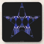 Blue Dragon Horns Star Kaleidoscope Mandala Coaster