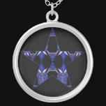 Blue Dragon Horns Star Kaleidoscope Mandala Personalized Necklace