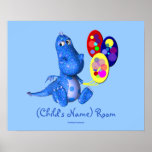 Blue Dragon Kids Room Personalized Wall Poster