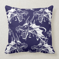 Blue Dragon Mythical Creature Fantasy Design Pillow