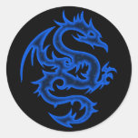 BLUE DRAGON ROUND STICKER