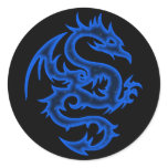 BLUE DRAGON ROUND STICKER