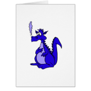 Blue Dragon with smoke Greeting Card