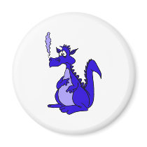 Blue Dragon with smoke Refrigerator Magnets