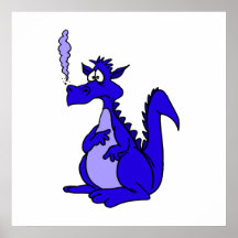 Blue Dragon with smoke Poster