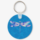 round_keychain - Inspirational blue dragonfly.  Dragonflies are a sign of renewal and immortality. Gifts for dragonfly lovers.