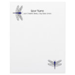 Blue Dragonfly Letterhead Linen Stationary