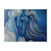 Blue Drama Horse Post Card