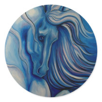 Blue Drama Horse Round Stickers