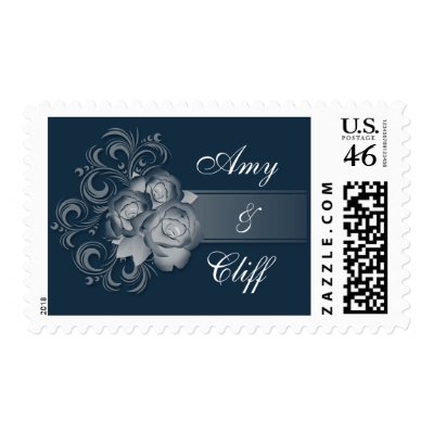 Blue Dream Wedding Invitation postage stamp