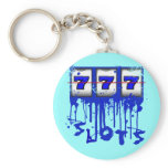 BLUE DRIPPING PAINT SLOTS KEY CHAIN