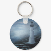 Blue Dusk Lighthouse Keychain by twincoveart Blue Dusk Lighthouse Keychain
