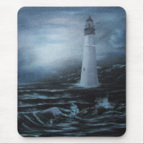 Blue Dusk Lighthouse Mousepad by twincoveart Blue Dusk Lighthouse Mousepad