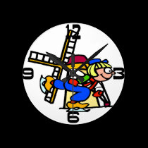 Blue Dutch Boy Windmill wall clocks
