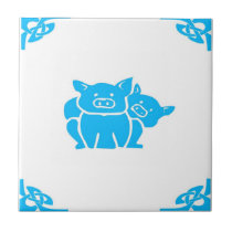 Blue Dutch Pigs Delft Look tiles